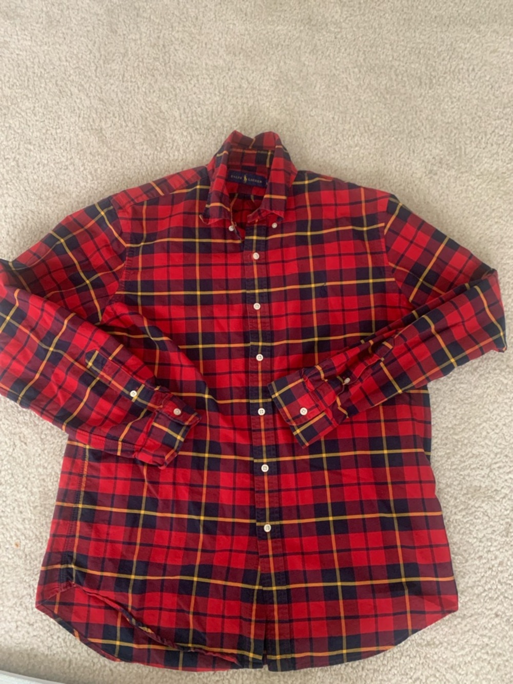 Men's Red Plaid Button-Up Shirt